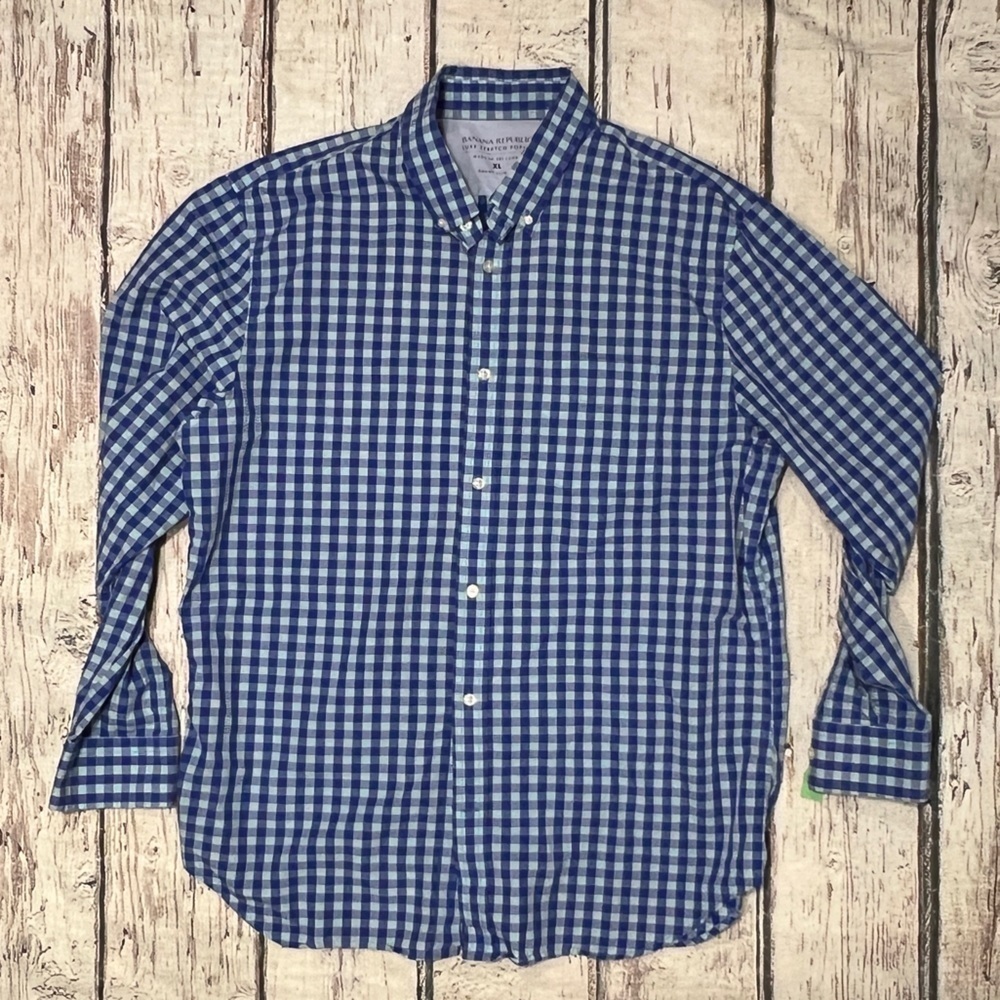 Banana Republic Checkered Slim Fit Button Down Shirt Mens